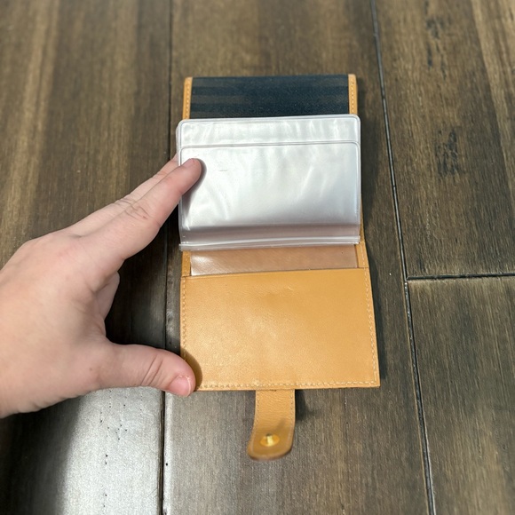 Vintage Fendi G-11749 Black & Tan Striped Photo Wallet Designer - Picture 7 of 11